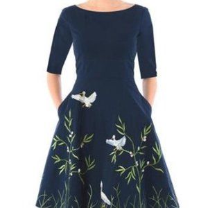 Eshakti Bird Embellished Poplin Dress